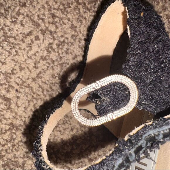 Brand new with box  CHANEL 2023 Black Tweed Sandal size 10  wedges - Picture 12 of 13